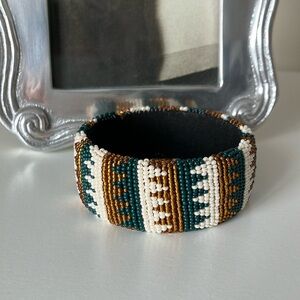Artisan handmade, beaded cuff bracelet
